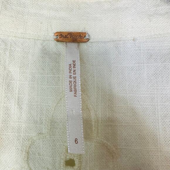 Free People In Dreamland Cutwork Dress in Ivory size 6 - Picture 4 of 11
